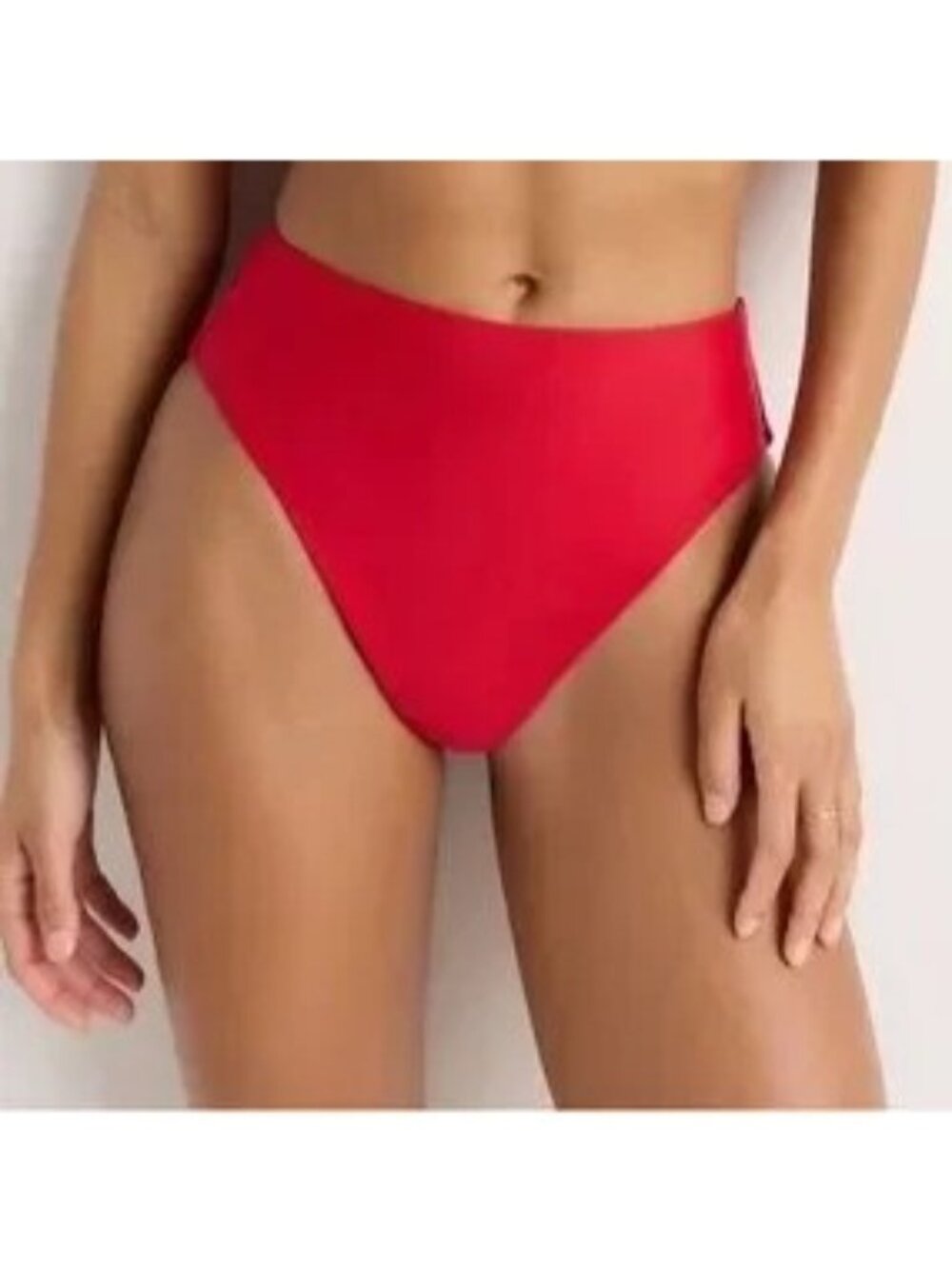 Quince Italian High-Rise High-Leg Bikini Bottom XS  Cherry Red
